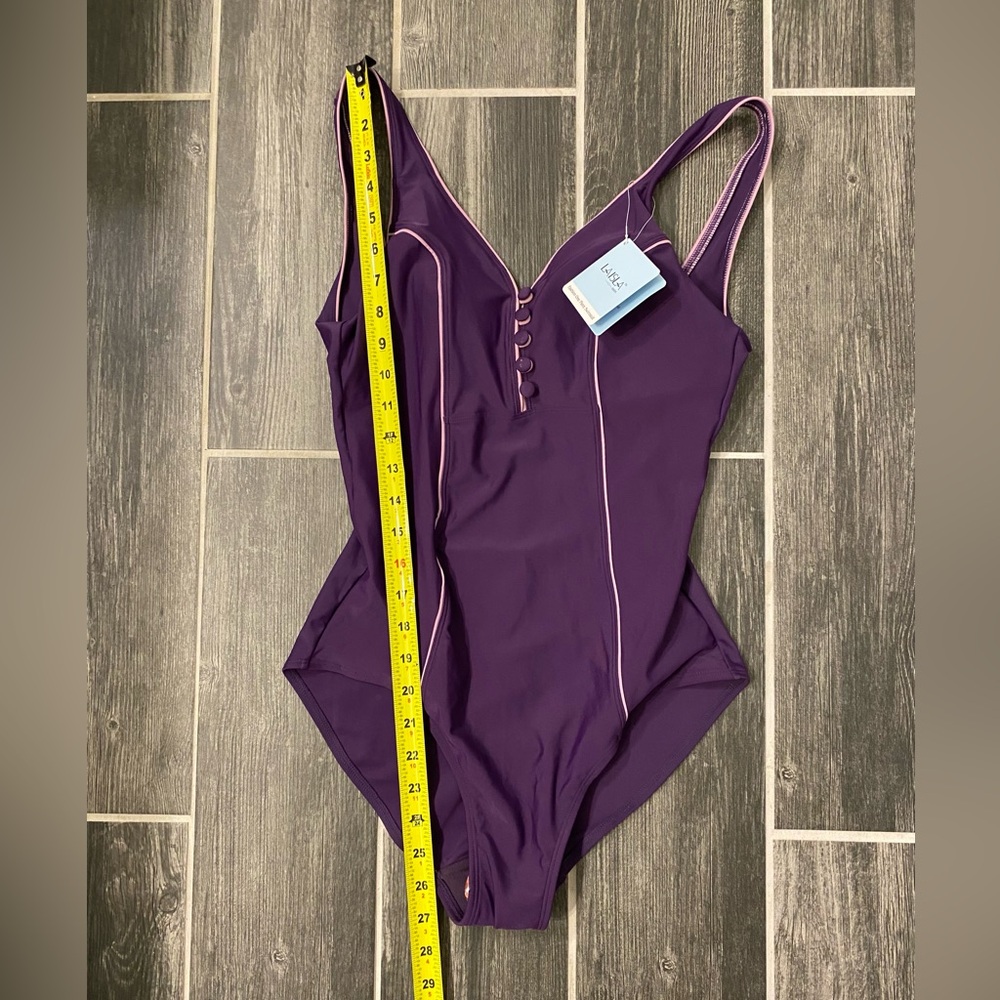 La ISLA Purple One Piece Swimsuit Sz 8-10 NWT Designer New Retro Feminine